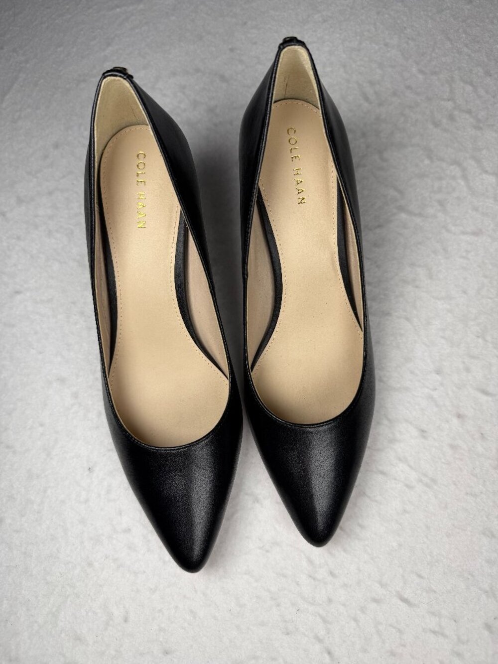 Cole Haan Women's Black Leather Pointed Toe Stiletto Pump Heels 7.5